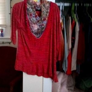 Pretty salmon blouse with scarf
